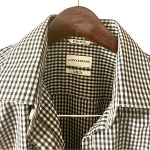Lucky Brand Regular Fit Stretch Gingham Shirt Black White